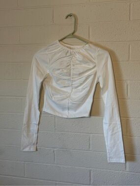 NWT Toit Volant White Totty Ruched Long Sleeve Top - Size S
